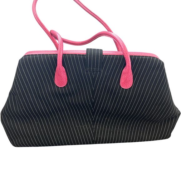 World According to Jess Black, White and Pink Large Top Handle Shoulder Bag - Picture 2 of 7